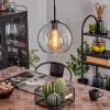 Suspension Verre 25 cm Koyoto Acier inoxydable, Noir, 1 lumière
