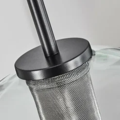 Suspension Verre 25 cm Koyoto Acier inoxydable, Noir, 1 lumière