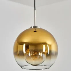 Suspension Verre 25 cm Koyoto Noir, Argenté, 1 lumière