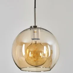 Suspension Verre 25 cm Koyoto Noir, Argenté, 1 lumière