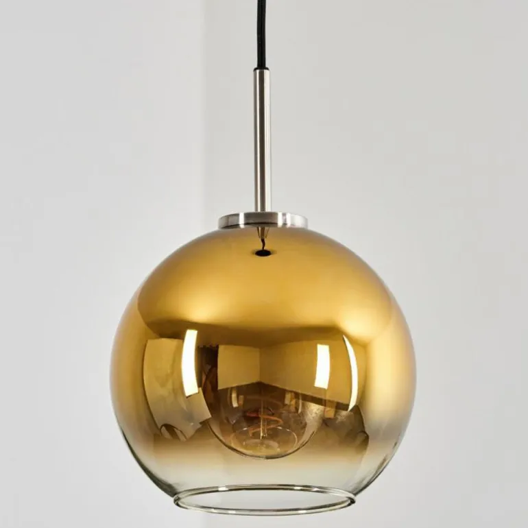 Suspension Verre 20 cm Koyoto Noir, Argenté, 1 lumière