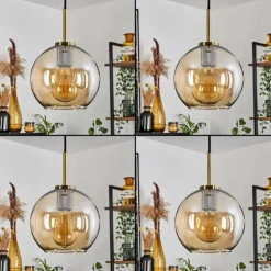 Suspension Verre 20 cm Koyoto Acier inoxydable, Noir, 1 lumière