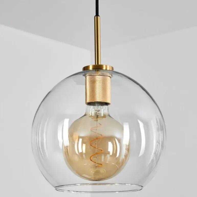 Suspension Verre 25 cm Koyoto Or, Noir, 1 lumière