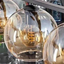 Suspension Verre 20 cm Koyoto Ambre, 4 lumières