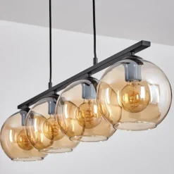 Suspension Verre 20 cm Koyoto Ambre, 4 lumières