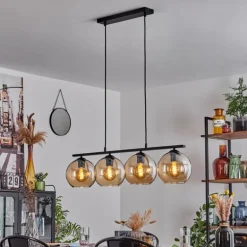 Suspension Verre 20 cm Koyoto Ambre, 4 lumières