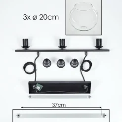 Suspension Verre 20 cm Koyoto Clair, 3 lumières