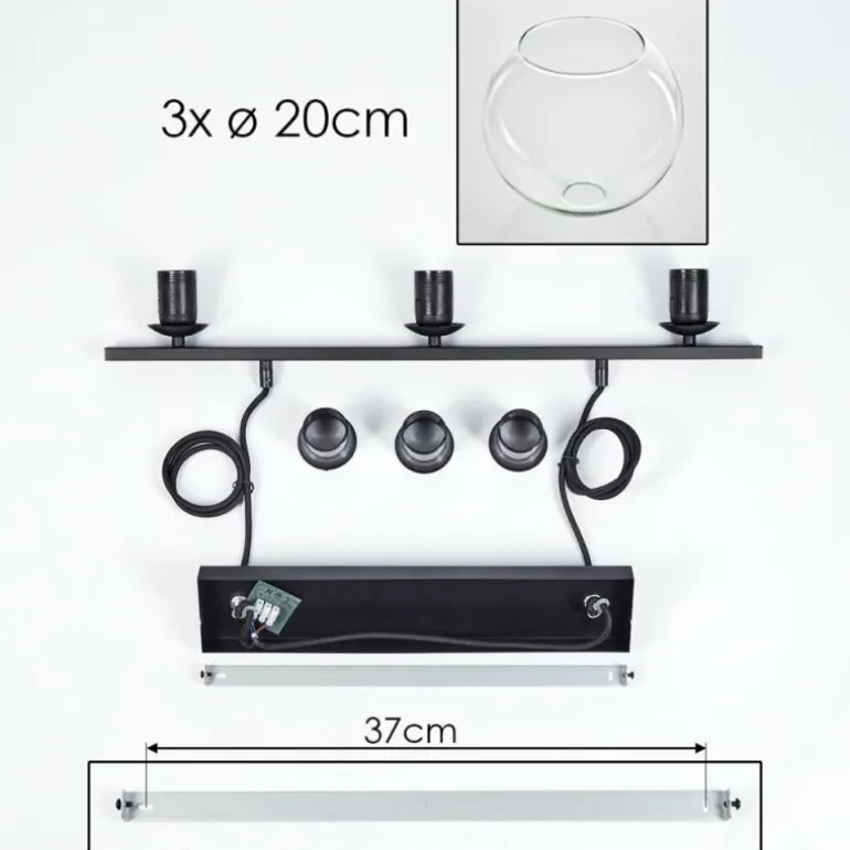Suspension Verre 20 cm Koyoto Clair, 3 lumières