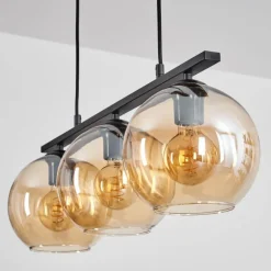 Suspension Verre 20 cm Koyoto Ambre, 3 lumières