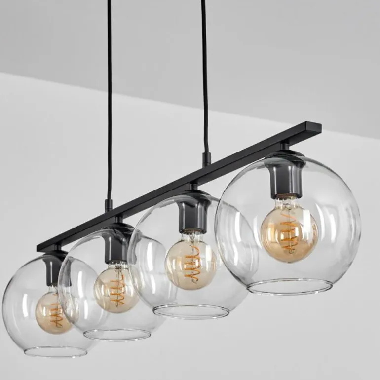 Suspension Verre 20 cm Koyoto Clair, 4 lumières