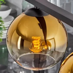 Suspension Verre 15 cm Koyoto Ambre, 4 lumières