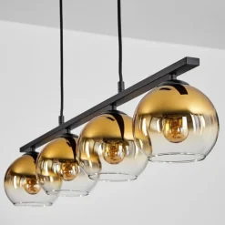 Suspension Verre 15 cm Koyoto Ambre, 4 lumières
