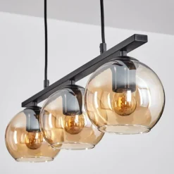 Suspension Verre 15 cm Koyoto Ambre, 3 lumières