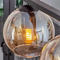Suspension Verre 15 cm Koyoto Ambre, 4 lumières