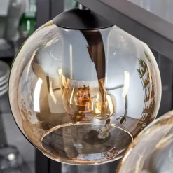 Suspension Verre 15 cm Koyoto Ambre, 4 lumières