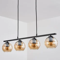 Suspension Verre 15 cm Koyoto Ambre, 4 lumières