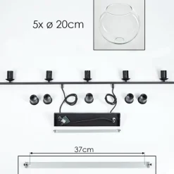Suspension Verre 20 cm Koyoto Clair, 5 lumières