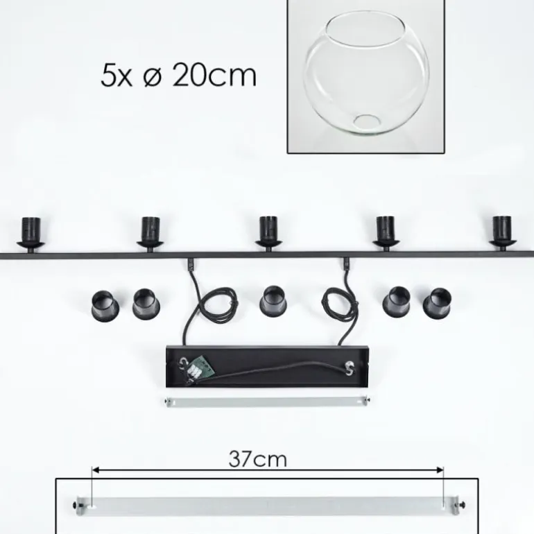Suspension Verre 20 cm Koyoto Clair, 5 lumières