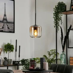 Suspension Verre 15 cm Lauden Ambre, Clair, 1 lumière