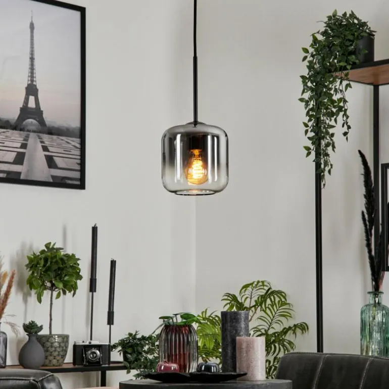 Suspension Verre 15 cm Lauden Clair, Fumé, 1 lumière