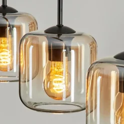 Suspension Verre 15 cm Lauden Ambre, Clair, 3 lumières