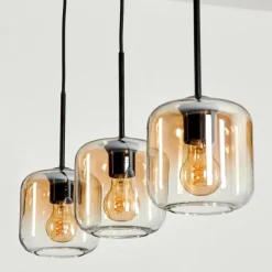 Suspension Verre 15 cm Lauden Ambre, Clair, 3 lumières
