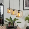 Suspension Verre 15 cm Lauden Ambre, 3 lumières