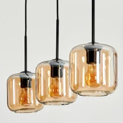 Suspension Verre 15 cm Lauden Ambre, 3 lumières