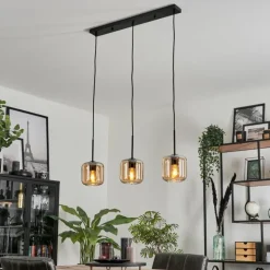 Suspension Verre 15 cm Lauden Ambre, 3 lumières
