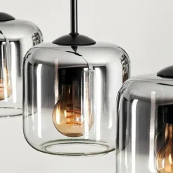 Suspension Verre 15 cm Lauden Chrome, Clair, Fumé, 3 lumières