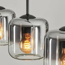 Suspension Verre 15 cm Lauden Chrome, Clair, Fumé, 3 lumières