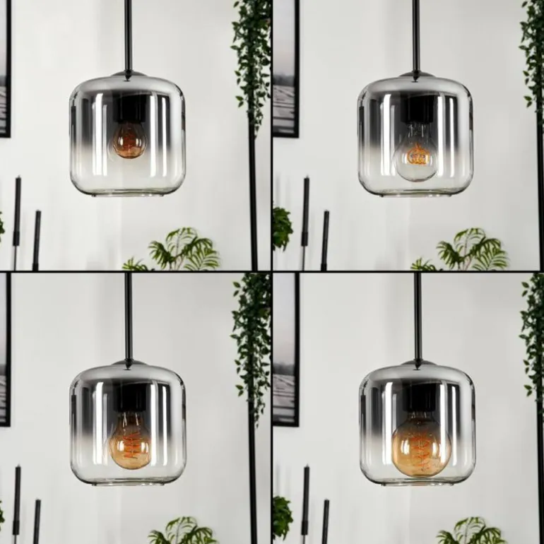 Suspension Verre 15 cm Lauden Clair, Fumé, 3 lumières