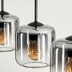 Suspension Verre 15 cm Lauden Clair, Fumé, 3 lumières