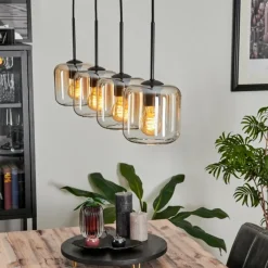 Suspension Verre 15 cm Lauden Ambre, Clair, 4 lumières