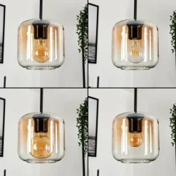 Suspension Verre 15 cm Lauden Ambre, Clair, 4 lumières