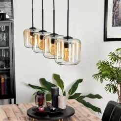 Suspension Verre 15 cm Lauden Ambre, Clair, 4 lumières