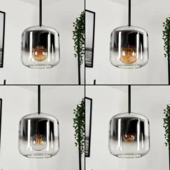 Suspension Verre 15 cm Lauden Chrome, Clair, Fumé, 4 lumières