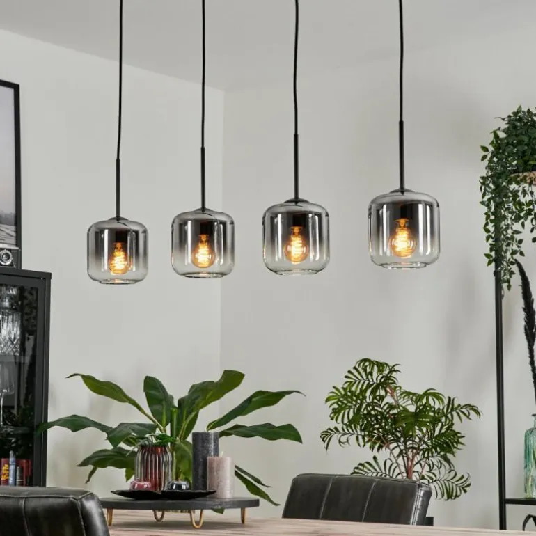 Suspension Verre 15 cm Lauden Clair, Fumé, 4 lumières