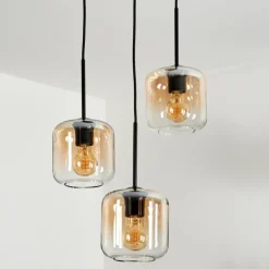 Suspension Verre 15 cm Lauden Ambre, Clair, 3 lumières