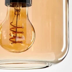 Suspension Verre 15 cm Lauden Ambre, 3 lumières
