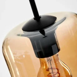 Suspension Verre 15 cm Lauden Ambre, 3 lumières