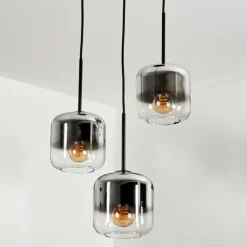 Suspension Verre 15 cm Lauden Chrome, Clair, Fumé, 3 lumières