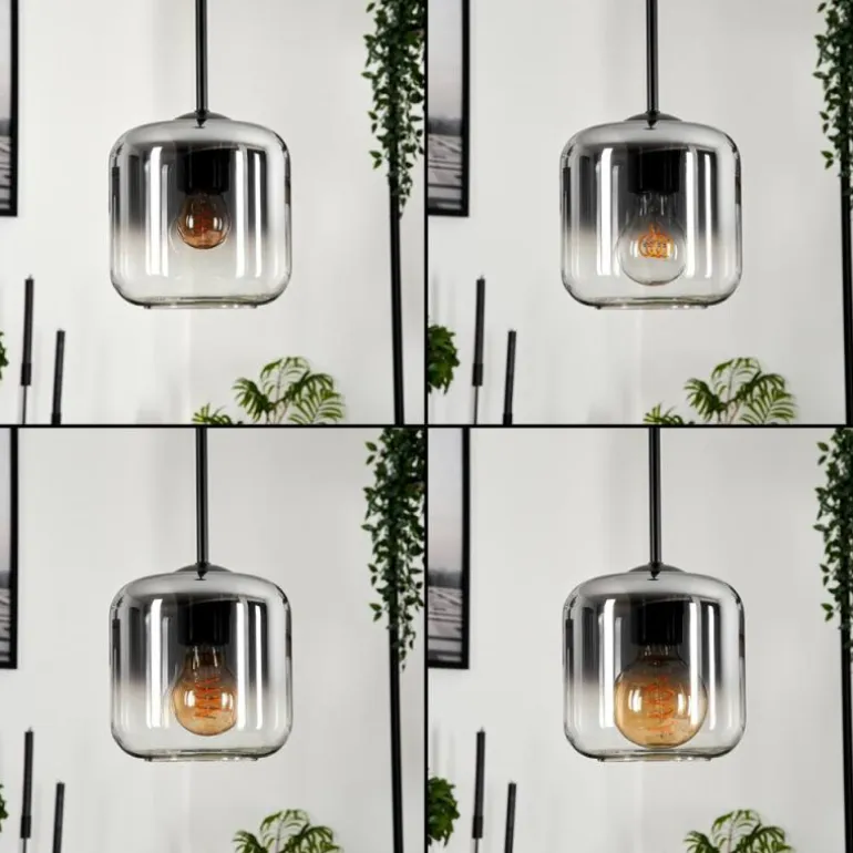 Suspension Verre 15 cm Lauden Clair, Fumé, 3 lumières
