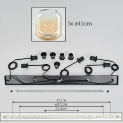 Suspension Verre 15 cm Lauden Ambre, Clair, 5 lumières