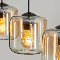 Suspension Verre 15 cm Lauden Ambre, Clair, 5 lumières