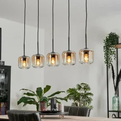 Suspension Verre 15 cm Lauden Ambre, Clair, 5 lumières