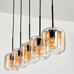 Suspension Verre 15 cm Lauden Ambre, Clair, 5 lumières