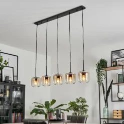 Suspension Verre 15 cm Lauden Ambre, Clair, 5 lumières