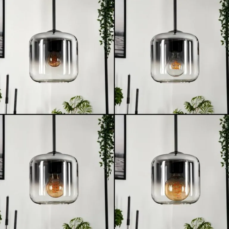 Suspension Verre 15 cm Lauden Clair, Fumé, 5 lumières
