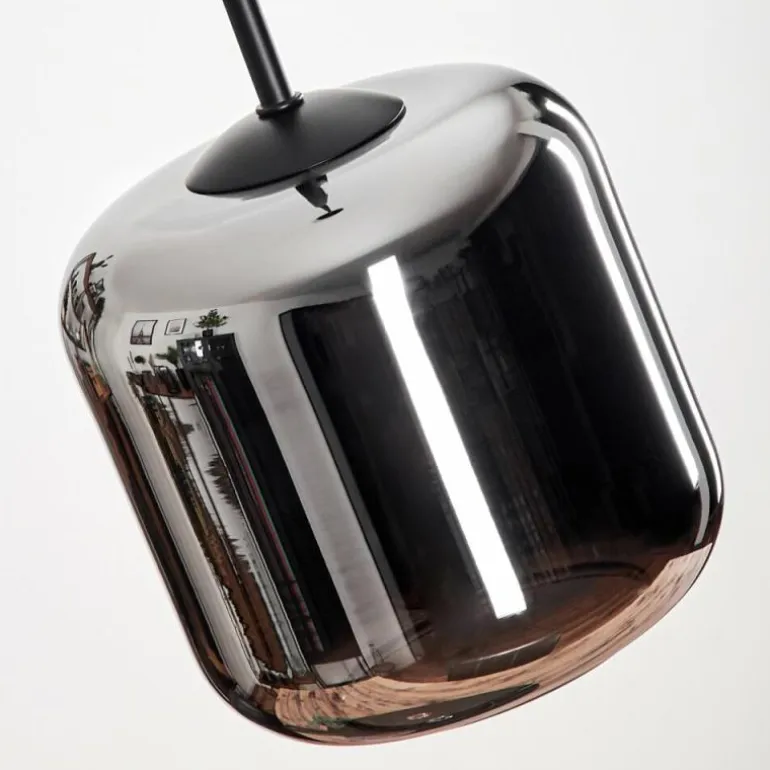 Suspension Verre 15 cm Lauden Chrome, Fumé, 5 lumières
